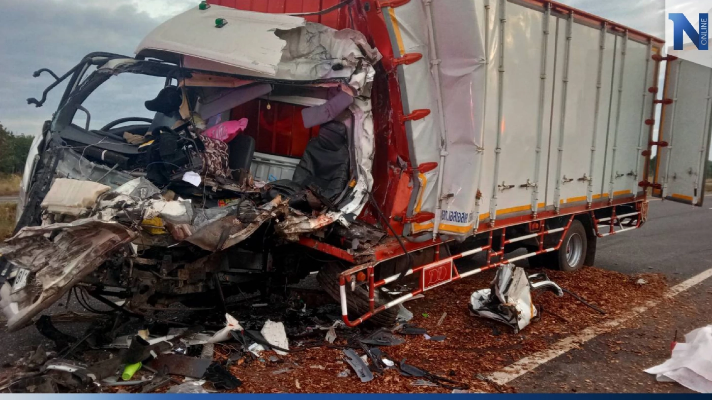 รถหมอลำ คณะแสงทองฟินแลนด์ ชนท้ายรถพ่วง ดับ 1 เจ็บ 1