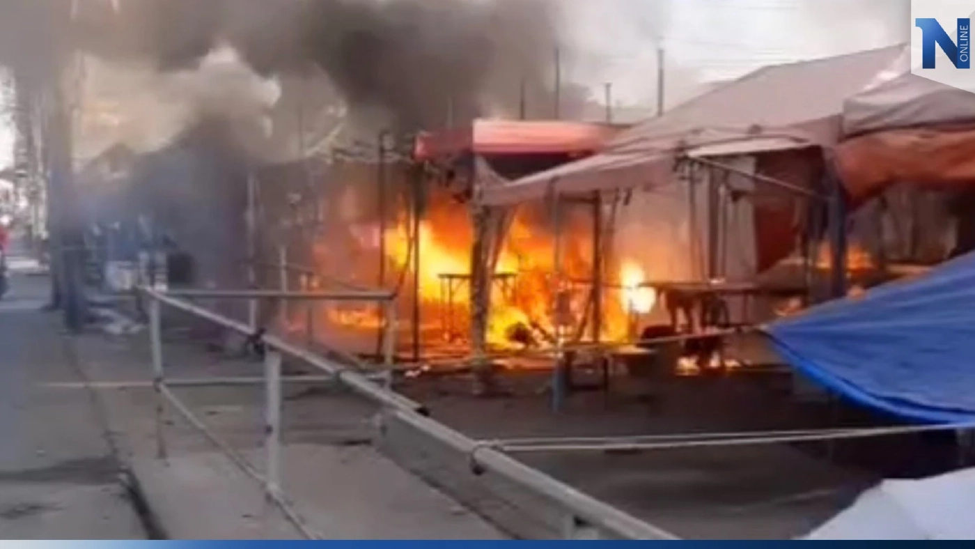 หนุ่มเมายา ทะเลาะกับเพื่อน จุดไฟเผาเต็นท์ร้านค้า วอด 8 หลัง