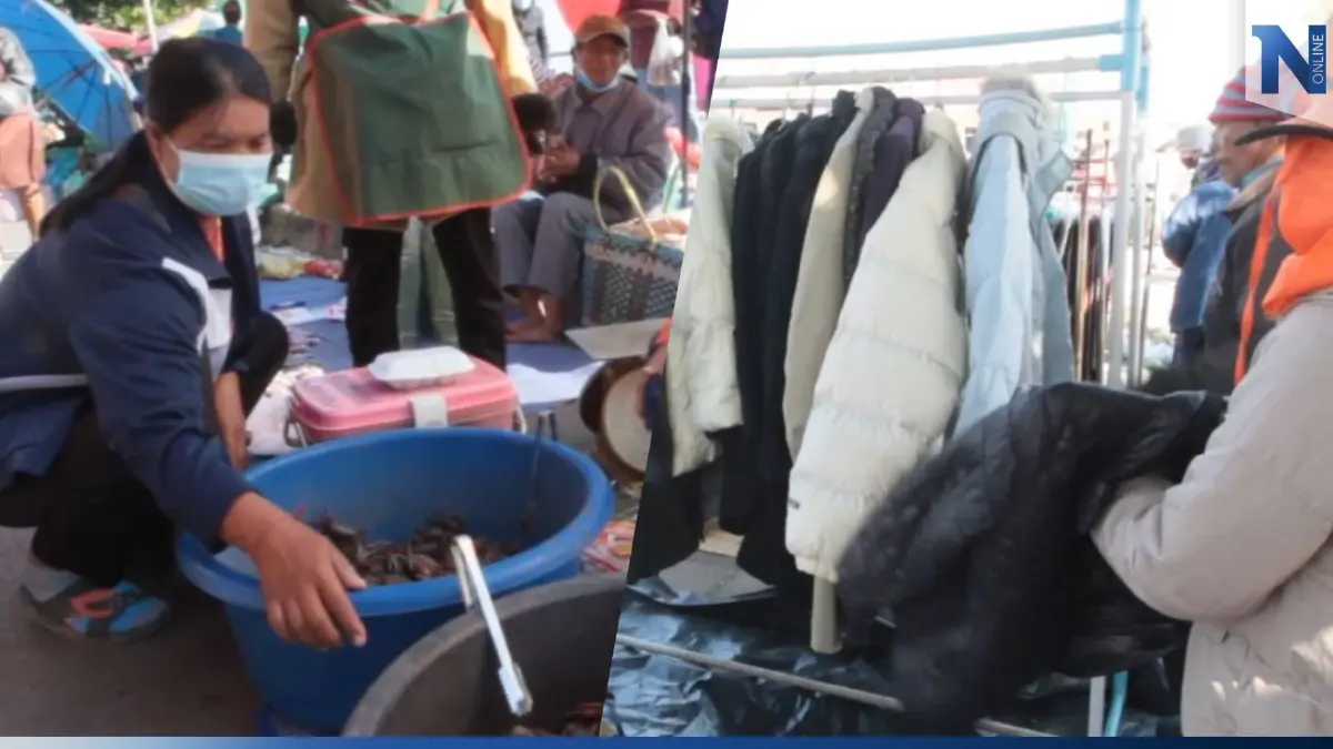 นครพนมหนาว ตลาดชายแดนคึกคัก เสื้อผ้ากันหนาว-อาหารป่าหายาก ขายดี