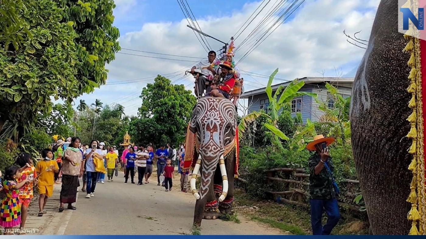 ระทึก! ช้างงานบวชตื่นหว่านทาน กระโจนวิ่งชนชาวบ้านเจ็บระนาว (มีคลิป)
