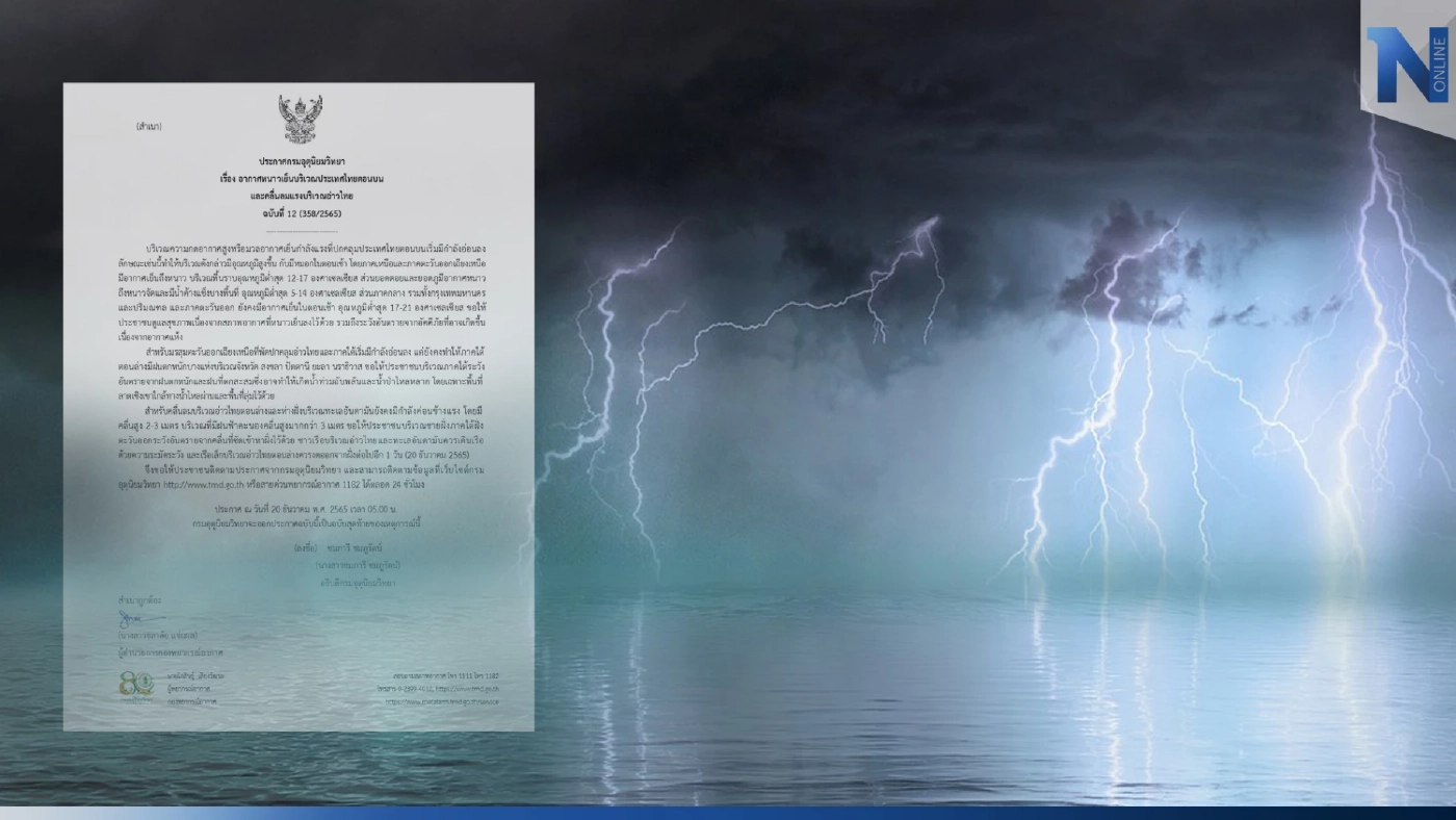 กรมอุตุฯ เตือนฉบับสุดท้าย ภาคใต้ "ฝนตกหนักมาก" เหนือ-อีสานหนาว ต่ำสุด 5 องศา