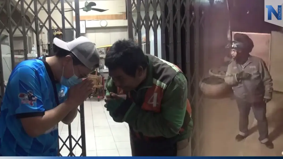 เจอแล้ว! หนุ่มไรเดอร์พลเมืองดี ช่วยร้านข้าวแกงรอดไฟไหม้