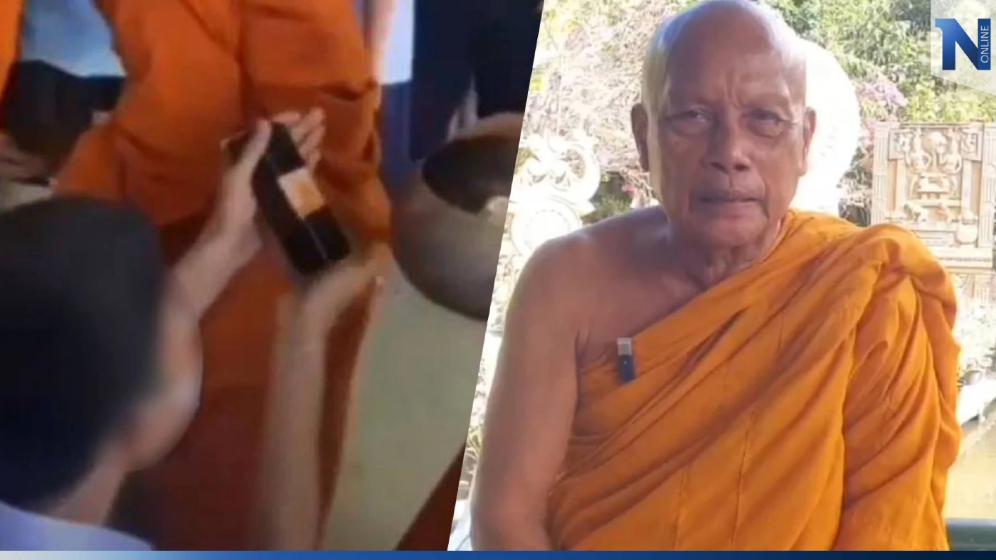พระพยอม ชื่นชม นร. ใช้รูปในมือถือใส่บาตร ไหวพริบดี แต่ควรอยู่กับความซื่อตรง