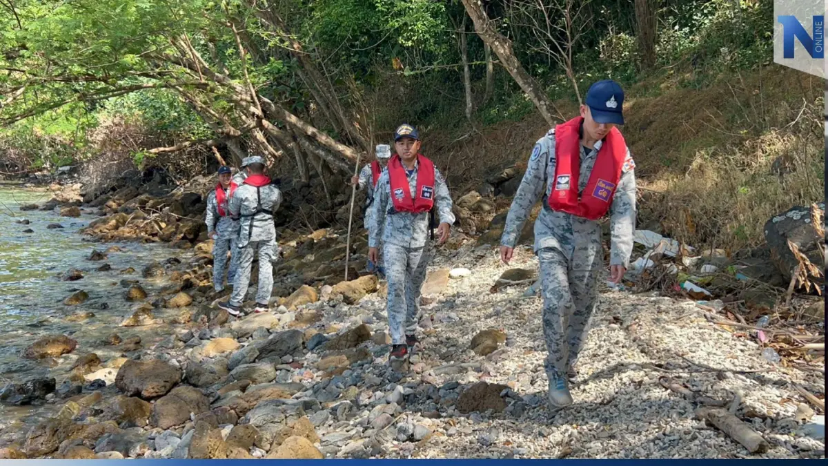 กองทัพเรือ จัดกำลังเดินเท้าสำรวจเกาะ ช่วงน้ำลดต่ำสุด ยังไม่พบ 5 กำลังพลที่สูญหาย(มีคลิป)
