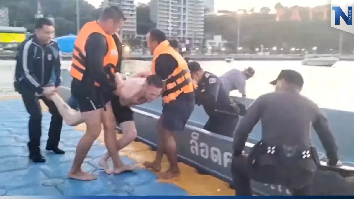 แตกตื่นทั้งท่าเรือ หนุ่มต่างชาติคลั่ง โดดน้ำท่าเรือแหลมบาลีฮาย (มีคลิป)