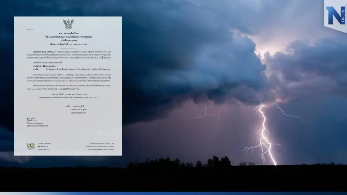 ประกาศฉบับที่ 9 กรมอุตุฯ แจ้งพื้นที่ 11 จว. "ฝนตกหนัก" ระวังน้ำท่วมฉับพลัน
