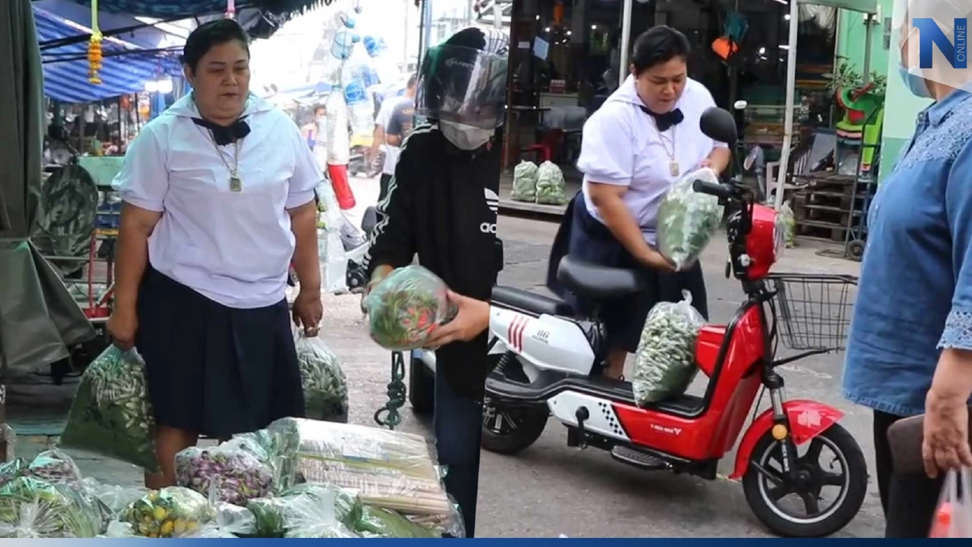 แม่ค้าผักสดย้อนวัยแต่งชุดนักเรียน ช่วยสร้างสีสันวันเด็กแห่งชาติ แม่ค้าผักสดย้อนวัยแต่งชุดนักเรียน ช่วยสร้างสีสันวันเด็กแห่งชาติ