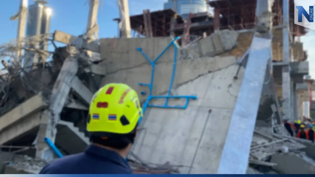 ระทึก! คานอาคารก่อสร้างโครงการหมู่บ้านหรูถล่ม คนงานหนีตาย บาดเจ็บ 5 ราย