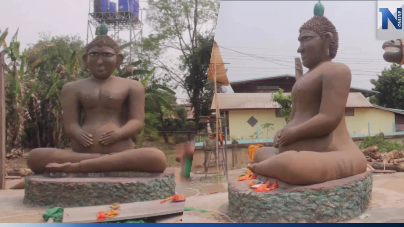 เจอแล้ว พระพุทธรูปแปลกตา ทำชาวเน็ตกลั้นขำ ฝีมือเจ้าอาวาสปั้นเอง