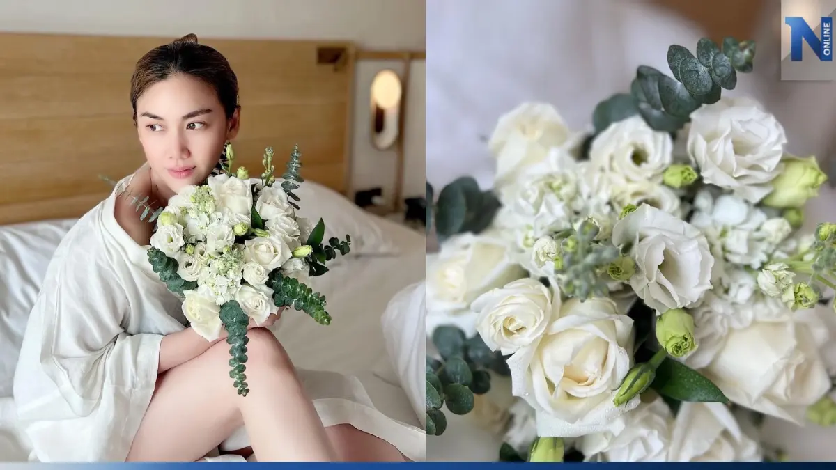 "หมิง ชาลิสา" โพสต์ภาพช่อดอกไม้ปริศนา แฟนๆ แห่แซวกลางโซเชียล