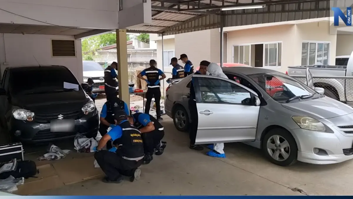 ตำรวจบ้านโป่ง-พฐ. เก็บหลักฐานรถ "แอม-ก้อย" ส่งตรวจหาสารพิษ