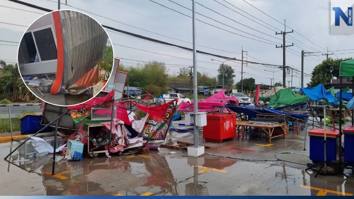ฝนกระหน่ำ-ลูกเห็บตก ถล่มตลาดนัดบ้านดงบัง ซุ้มทับแม่ค้าบาดเจ็บ ฝนกระหน่ำ-ลูกเห็บตก ถล่มตลาดนัดบ้านดงบัง ซุ้มทับแม่ค้าบาดเจ็บ