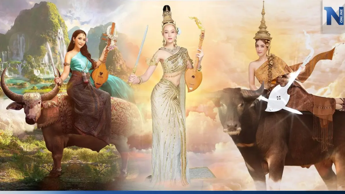 สาวสวยในวงการบันเทิง แปลงโฉมเป็น นางสงกรานต์ชื่อ "กิมิทาเทวี"