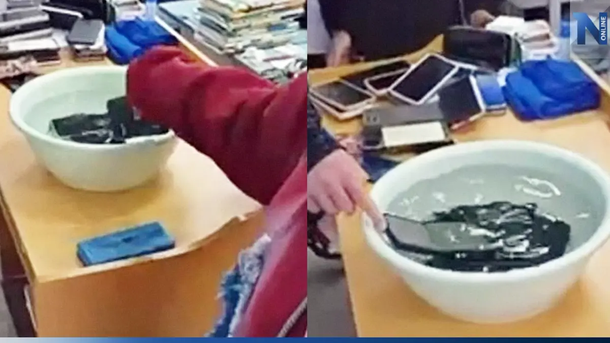 โรงเรียนจีนลงโทษนักเรียนฝ่ากฎ ให้เอาโทรศัพท์มือถือแช่น้ำ