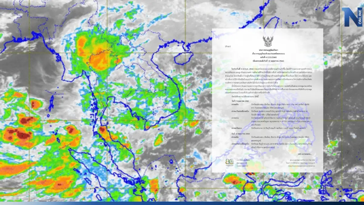 เช็กด่วน! "พายุฤดูร้อนถล่ม" กรมอุตุฯประกาศพื้นที่เสี่ยงฝนหนัก ลมกระโชกแรง