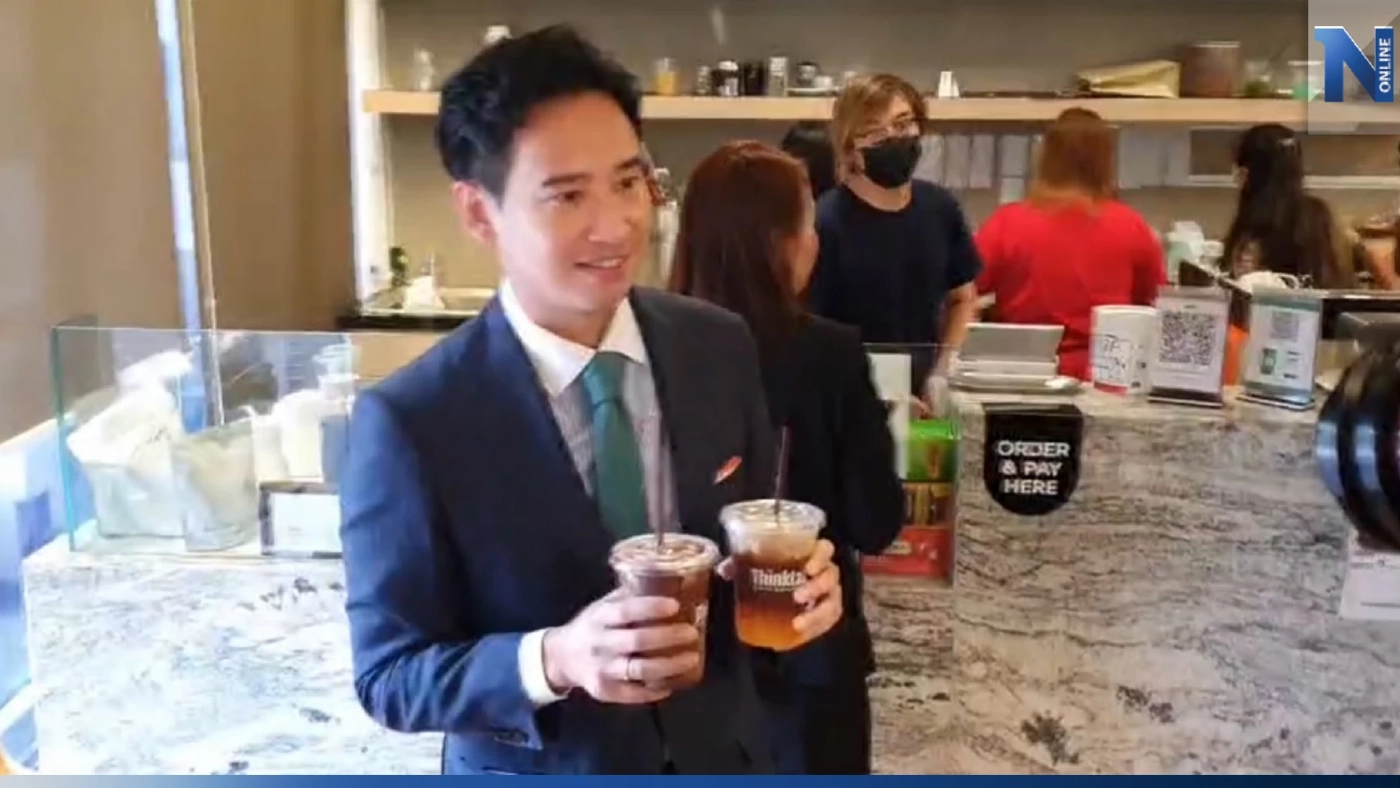 ไม่พลาด! "พิธา"แวะชิมมิ้นต์ช็อก-กาแฟส้ม บอก2รสชาติรวมเป็นหนึ่งได้