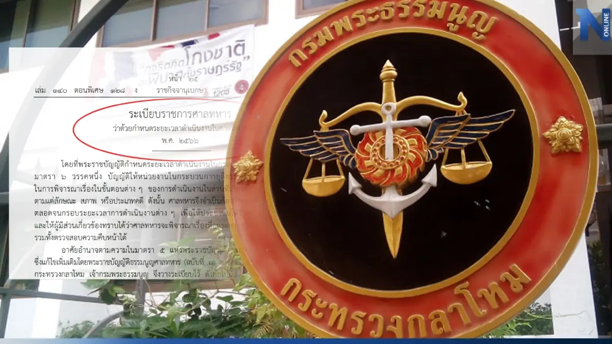 "ศาลทหาร" ปรับแก้ระเบียบว่าด้วยระยะเวลาดำเนินงานพิจารณาคดี มีผลบังคับใช้