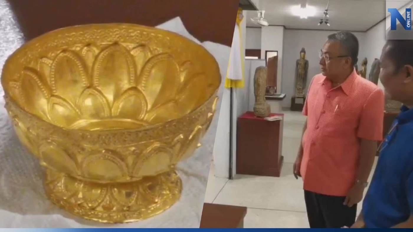 พ่อเมืองสุราษฎร์ฯ ลงตรวจสอบ "พานทองคำแท้" หลังขุดเจอในวัด