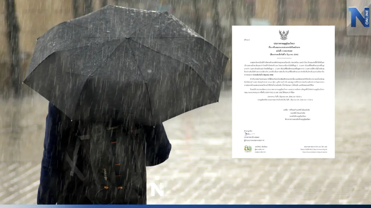 เตือนด่วน! ประกาศกรมอุตุฯ แจ้ง 10 จังหวัด ฝนตกหนักถึงหนักมาก-คลื่นลมแรง เตือนด่วน! ประกาศกรมอุตุฯ แจ้ง 10 จังหวัด ฝนตกหนักถึงหนักมาก-คลื่นลมแรง