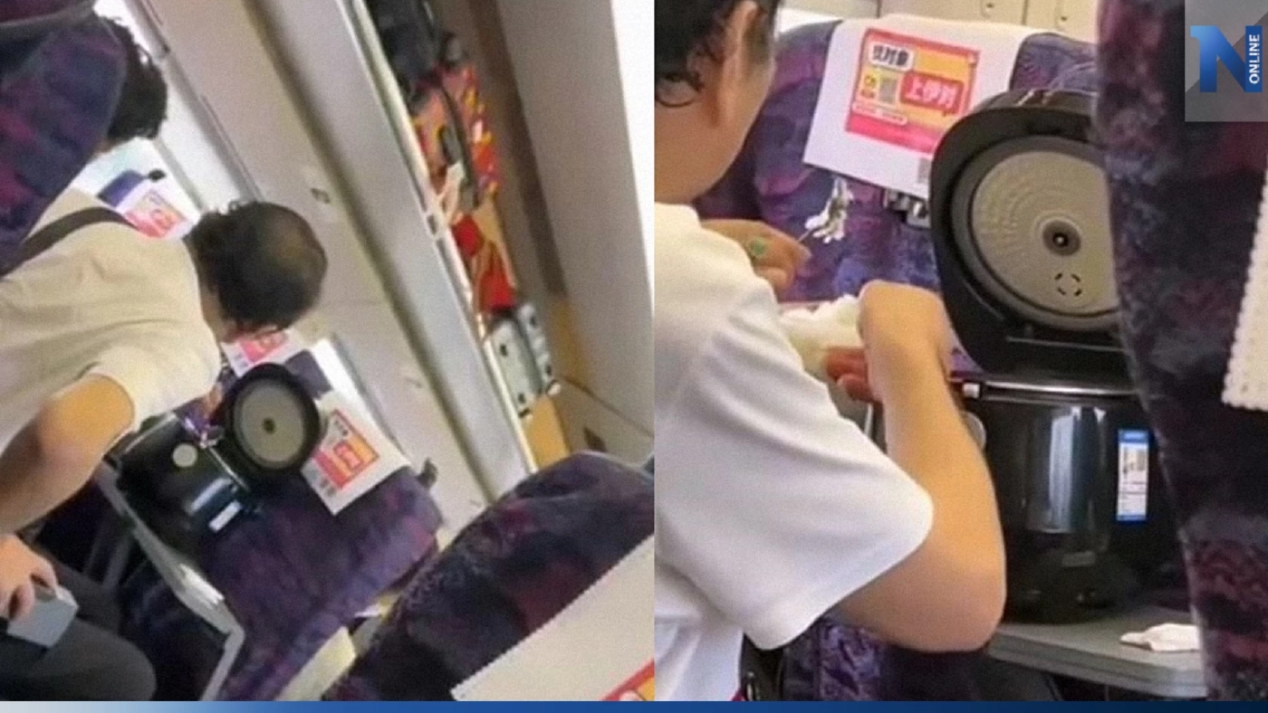 มนุษย์ลุง-ป้า ตักข้าวจากหม้อไฟฟ้าบนรถไฟความเร็วสูง ไม่สนอันตราย