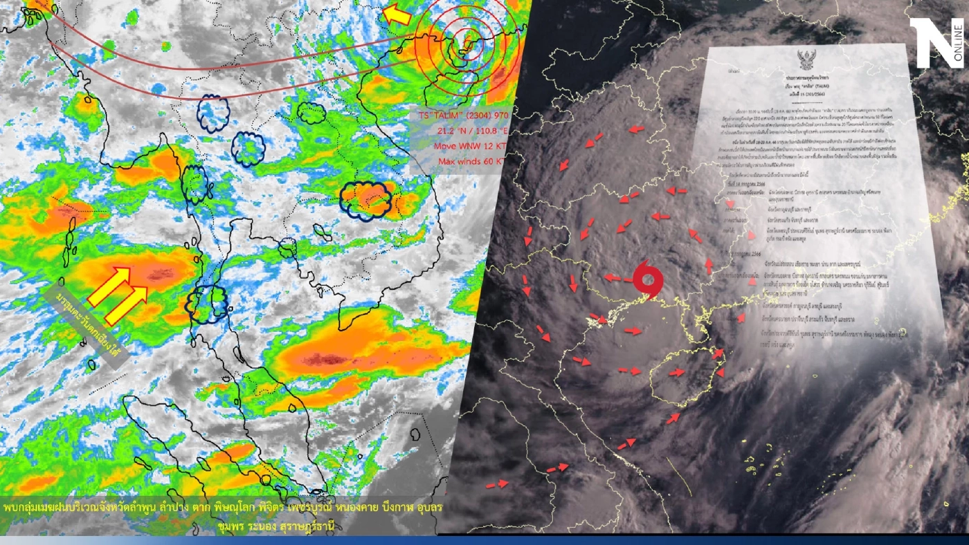 กรมอุตุฯประกาศด่วน! "พายุตาลิม"ฉบับล่าสุด เคลื่อนเข้าเวียดนามคืนนี้