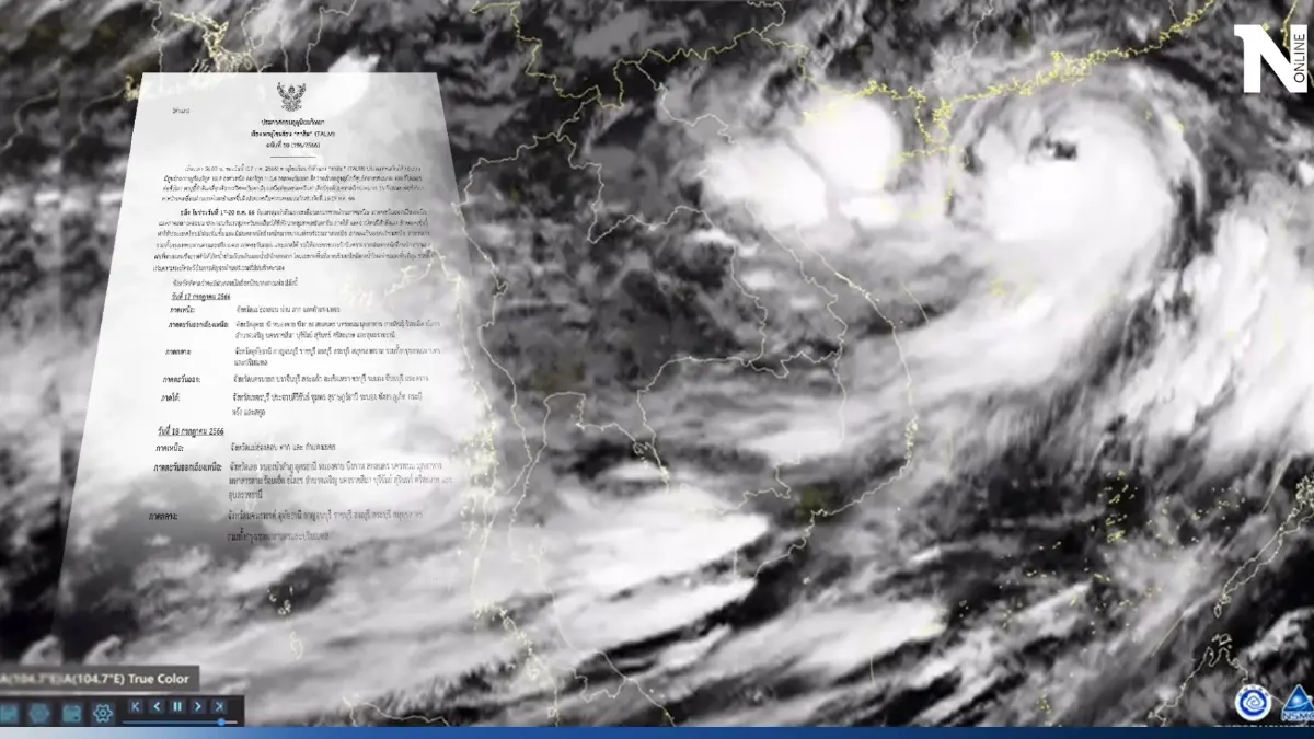 ประกาศด่วน! กรมอุตุฯแจ้ง"พายุตาลิม" ถล่มไทยความเร็วลม 100 กม./ชม. อ่วม 47 จว.