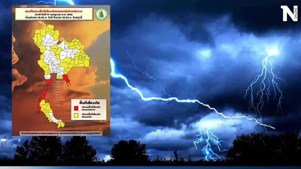 เตือน รับมือฝนฟ้าคะนองทั่วไทย ภาคใต้จ่ออ่วมสุด ยังคงมีฝนตกหนักในบางแห่ง 