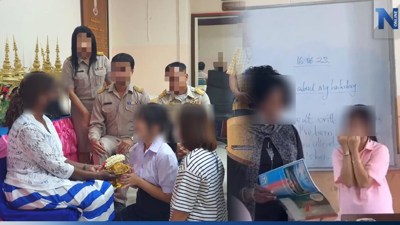 นร.ยกพานขอขมา ครูต่างชาติ หลังทัวร์ลงยับ ชูนิ้วกลาง-ทำท่าโดดต่อย