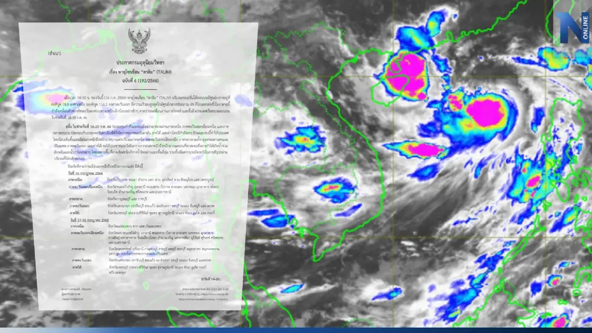 เตรียมตัวให้พร้อม เตือน 39 จังหวัด ฝนถล่มหนัก จากอิทธิพล พายุโซนร้อน “ตาลิม” เตรียมตัวให้พร้อม เตือน 39 จังหวัด ฝนถล่มหนัก จากอิทธิพล พายุโซนร้อน “ตาลิม”