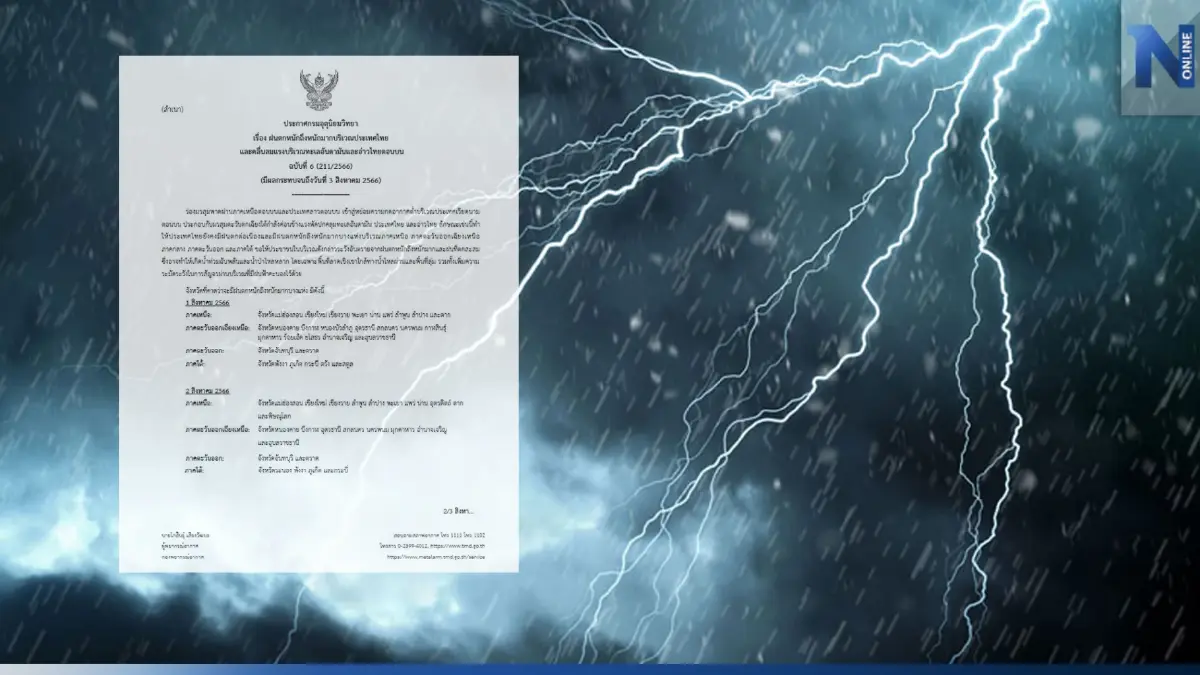 ประกาศฉบับ 6 มรสุมพาดผ่านเหนือ-ใต้ เตือน 28 จว. รับมือฝนตกหนักถึงหนักมาก ประกาศฉบับ 6 มรสุมพาดผ่านเหนือ-ใต้ เตือน 28 จว. รับมือฝนตกหนักถึงหนักมาก