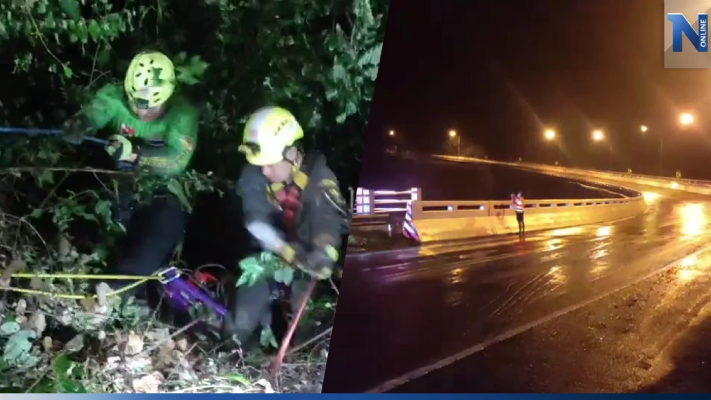 กู้ภัยฯช่วยทุลักทุเล หนุ่มน้อยใจแฟนสาว พลัดตก"สะพานห้วยตอง"ช่วงเหวลึก