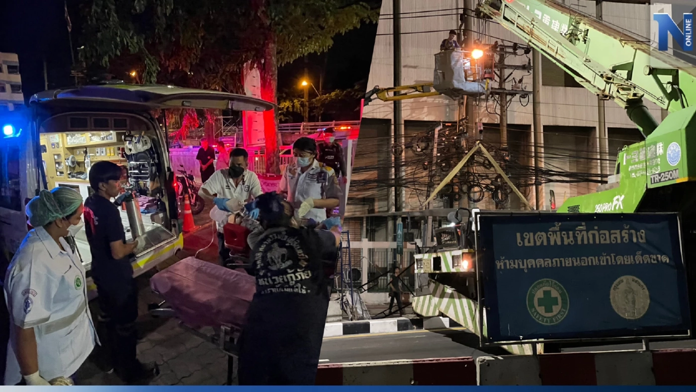 ระทึกกลางดึก เหล็กสะพานข้ามแยกบางกะปิ ร่วงทับคนงาน บาดเจ็บ 2 ดับ 1