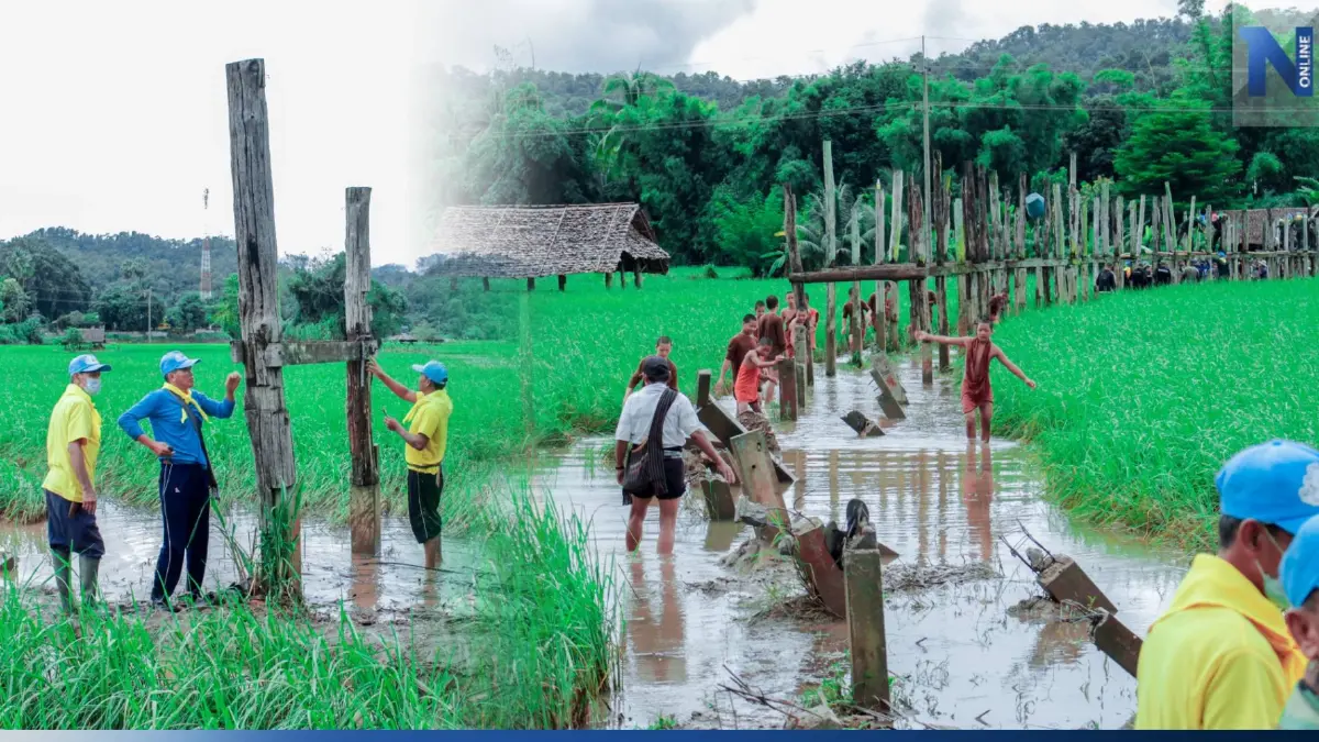 รื้อถอน "สะพานซูตองเป้" เพื่อจะบูรณะใหม่ให้เหมือนเดิม หลังน้ำป่าซัดเสียหาย