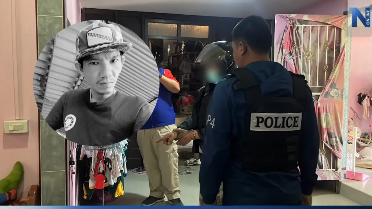 คุมตัวมือปืนบุกห้องนอน ยิงหนุ่มสุพรรณฯ ดับต่อหน้าลูกเมีย ทำแผน