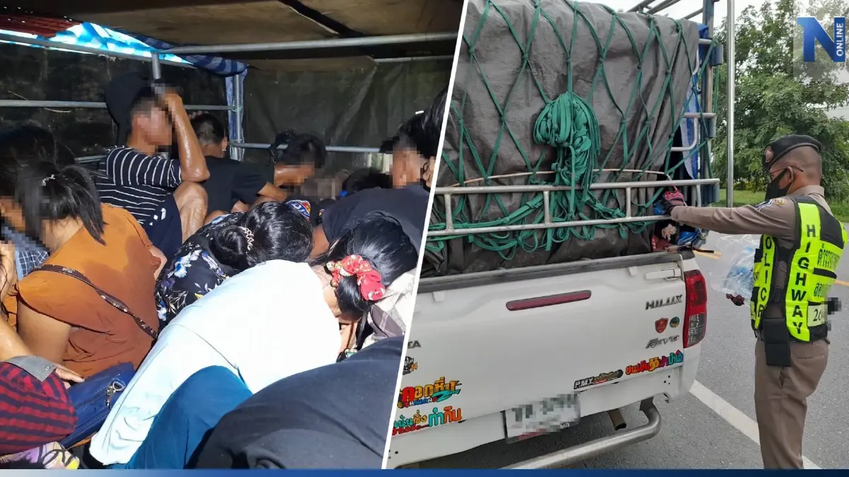 ตร.ทางหลวง สกัดกระบะขน 20 แรงงานเมียนมาร์ คาเส้นทางด่านช้าง ตร.ทางหลวง สกัดกระบะขน 20 แรงงานเมียนมาร์ คาเส้นทางด่านช้าง