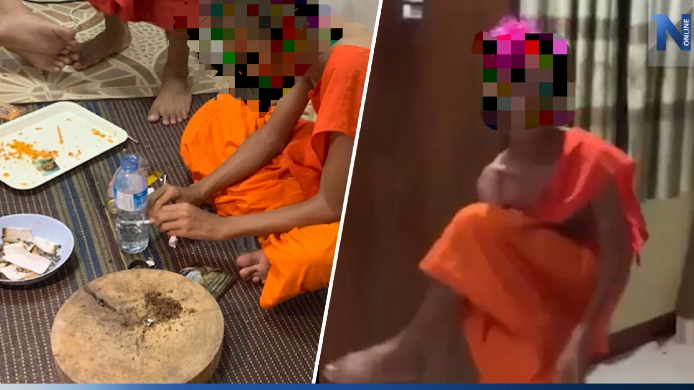 คลิปเณรปาร์ตี้มาม่าซอยกัญชา แจงภาพเก่าโดนแกล้งเป็นยาเส้น