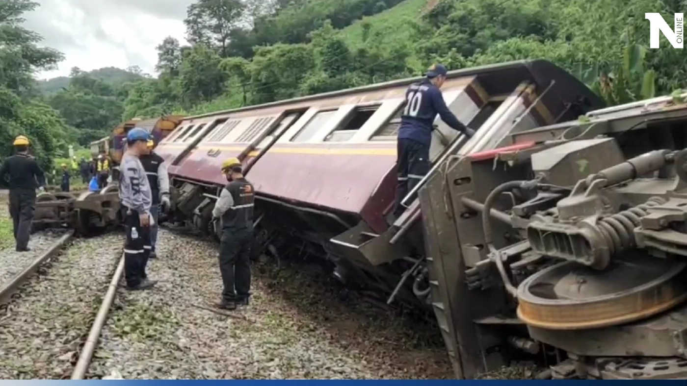 "รถไฟตกราง" ยังกู้โบกี้ไม่ได้ ปิดเส้นทางรถไฟสายเหนือไม่มีกำหนด
