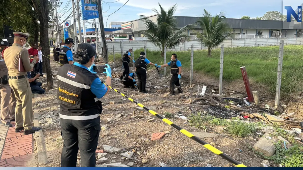 "รองนพศิลป์" ลุยตรวจจุดทิ้งศพ หาหลักฐานมัดตัว "ไอ้เอ็ม" พ่อโหดโบกปูนลูก
