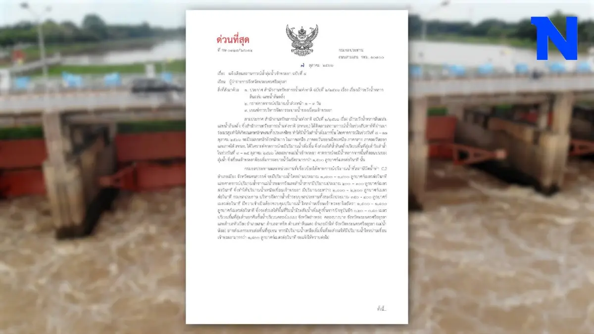 กรมชลฯ เตือนพื้นที่ลุ่มต่ำ เตรียมรับมือน้ำเขื่อนเจ้าพระยาเพิ่มสูงขึ้น กรมชลฯ เตือนพื้นที่ลุ่มต่ำ เตรียมรับมือน้ำเขื่อนเจ้าพระยาเพิ่มสูงขึ้น