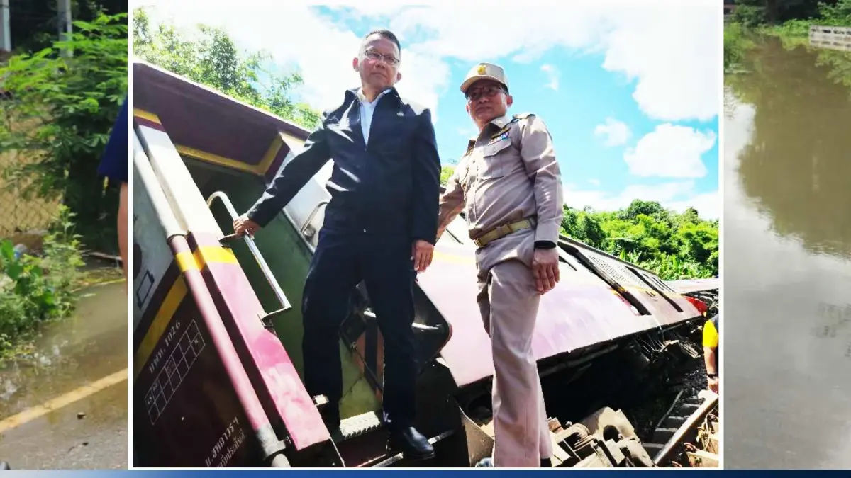 "สมศักดิ์" นั่งรถราง 7 กิโล เข้าจุดเกิดเหตุรถไฟตกราง จ.แพร่ (คลิป)