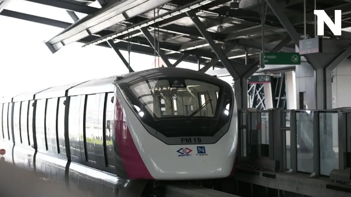 นั่งฟรี  1 เดือน ! รถไฟฟ้าสายสีชมพู ก่อนเปิดเดินรถจริง ธ.ค. นี้