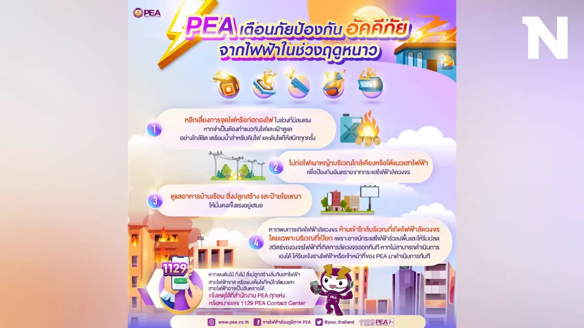 PEA เตือนภัยป้องกันอัคคีภัยจากไฟฟ้าในช่วงฤดูหนาว PEA เตือนภัยป้องกันอัคคีภัยจากไฟฟ้าในช่วงฤดูหนาว