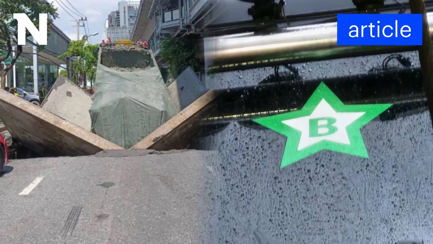 สรุปให้แล้ว รถบรรทุกขนดิน ทำถนนทรุด ปากซอยสุขุมวิท 64/1 โยงปมส่วยสติกเกอร์?