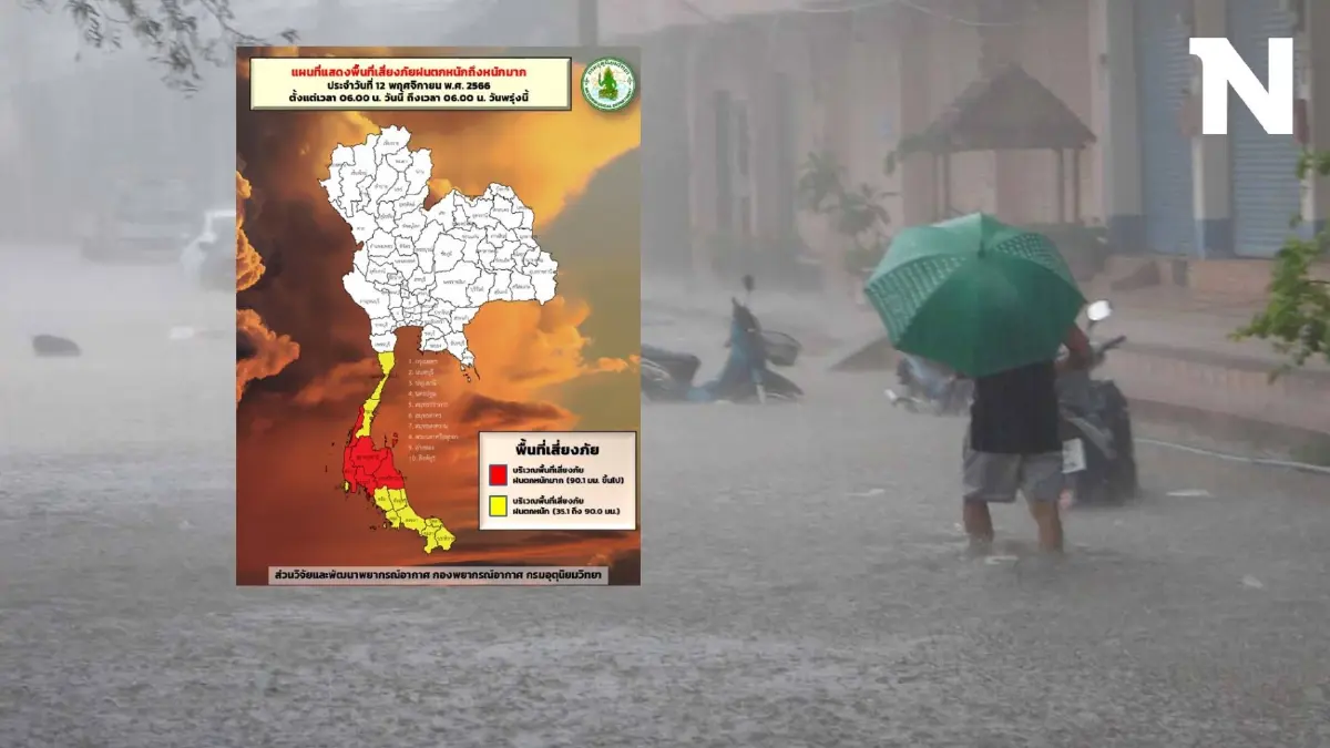 พยากรณ์อากาศวันนี้ กรมอุตุฯ เตือน 15 จังหวัดภาคใต้ รับมือ "ฝนตกหนัก"