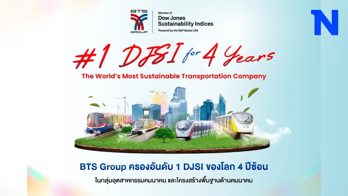 บีทีเอส กรุ๊ปฯ ติดอันดับดัชนีความยั่งยืนดาวโจนส์ “DJSI” ต่อเนื่องปีที่ 6