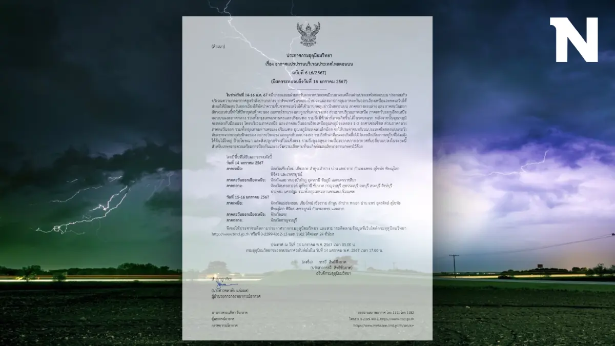 อย่าลืมพกร่ม อุตุฯ เตือนวันนี้ทั่วไทย มีฝนตก ฟ้าคะนอง ลูกเห็บตก ลมกระโชกแรง