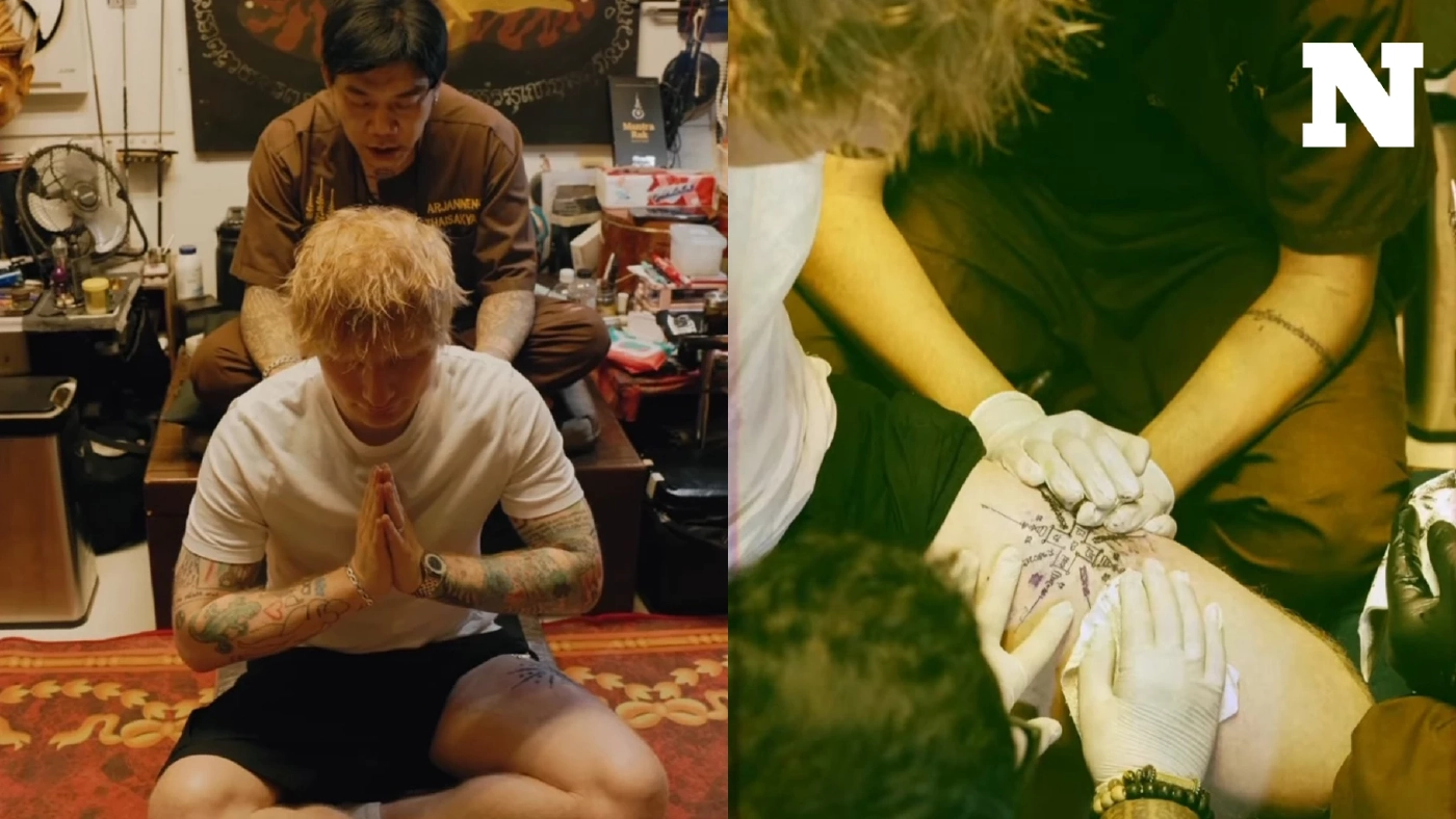 เปิดพุทธยันต์ 8 ทิศที่ "เอ็ด ชีแรน" สักกับ อ.เหน่ง เสริมดวงแคล้วคลาด ปลอดภัย