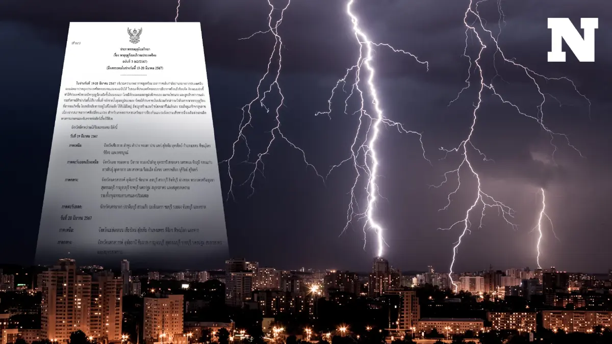 "พายุฤดูร้อน" ถล่มหนัก กรมอุตุฯ ประกาศฉบับ 3 แจ้งพิกัดเสี่ยงฝนฟ้าคะนอง ลมกระโชก