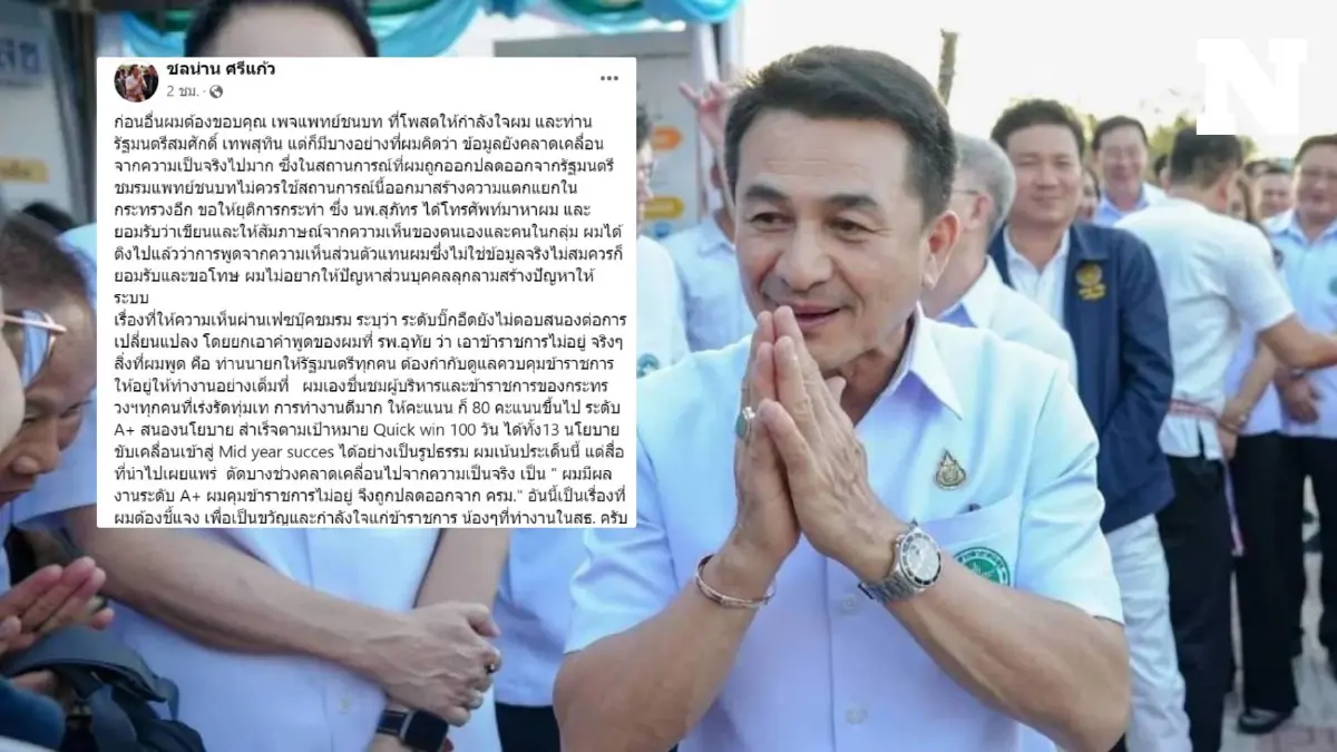 "หมอชลน่าน" เคลื่อนไหวผ่านเฟซบุ๊ก หลังหลุดเก้าอี้ รมว.สาธารณสุข