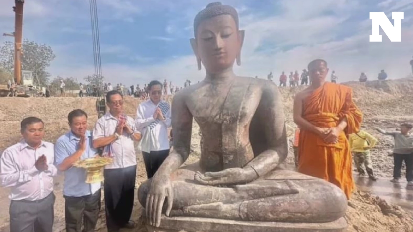 พระพุทธรูปองค์ใหญ่ถูกขุดพบฝั่งลาว สันนิษฐานเป็นศิลปะช่างฝาง